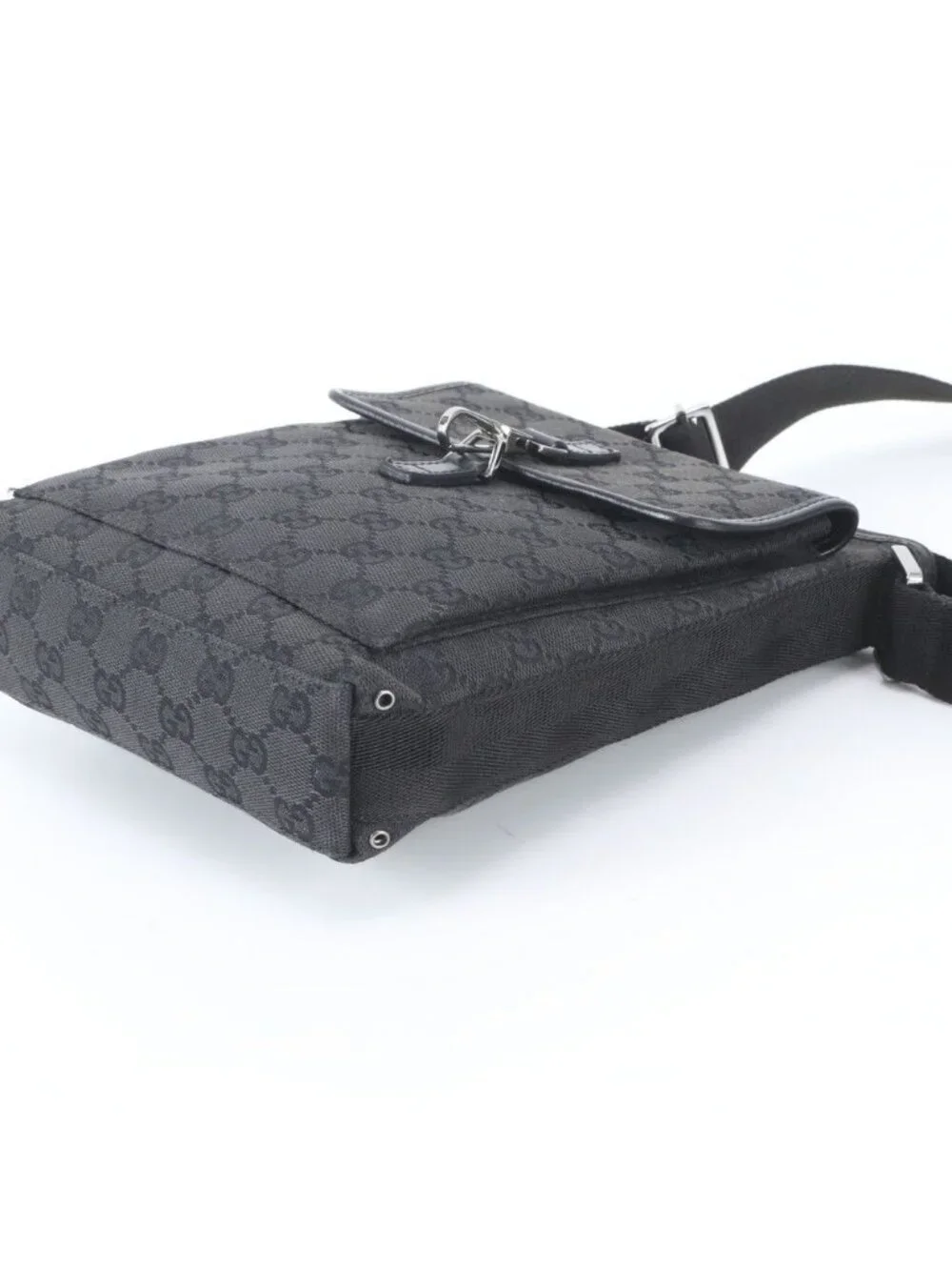 Gucci GG Canvas Leather Shoulder Bag Messenger Business Black